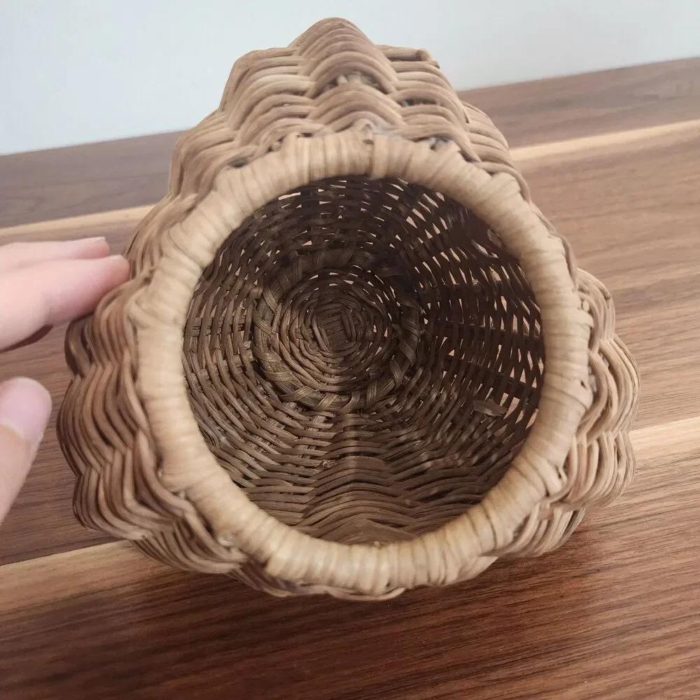 Antique Primitive Buttock Basket With Lid Snake Charmer Fisherman Garlic Vintage - Picture 7 of 14